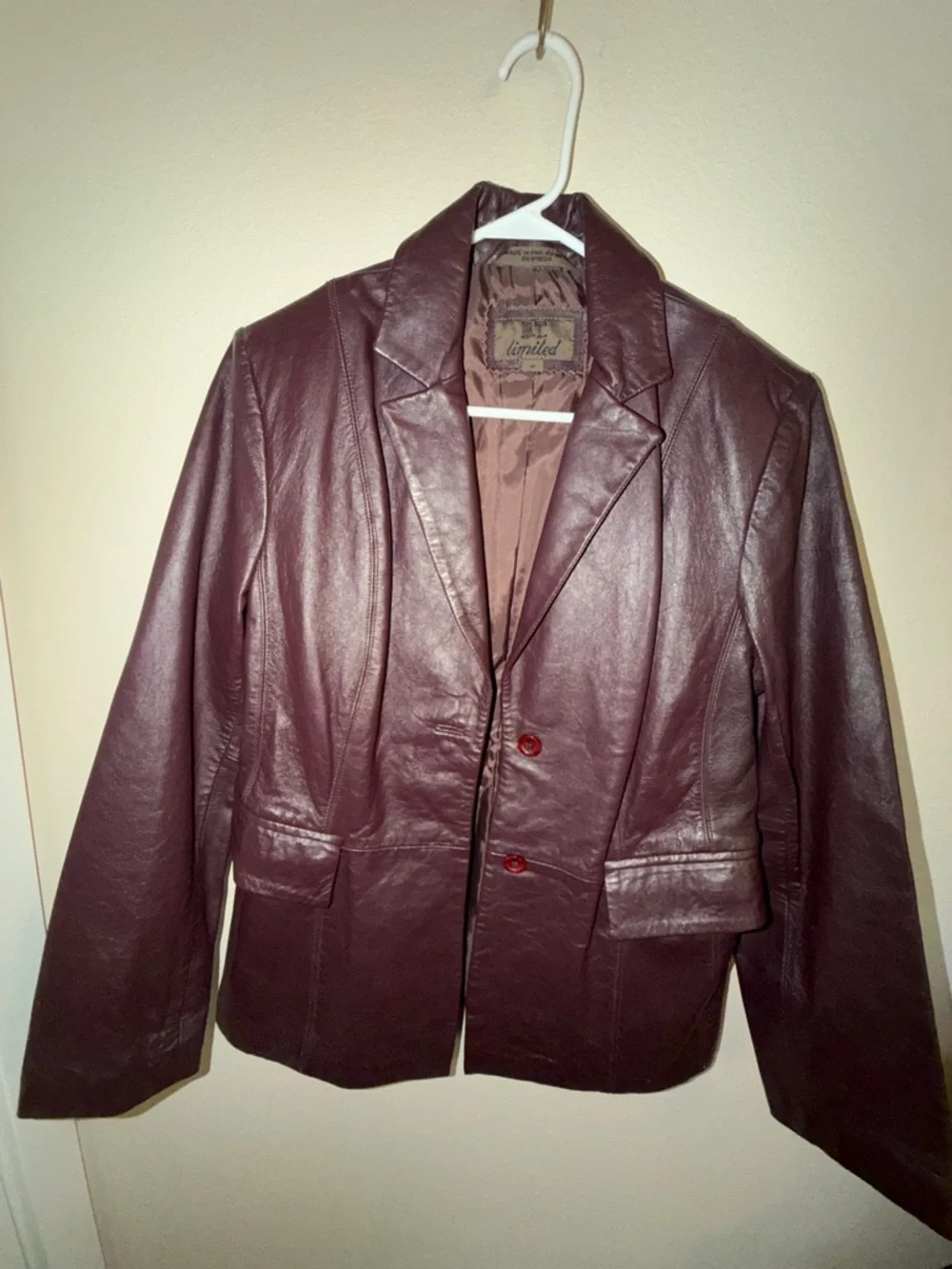 Vintage Women’s Burgundy Leather Blazer Jacket-Size M - Picture 1 of 6